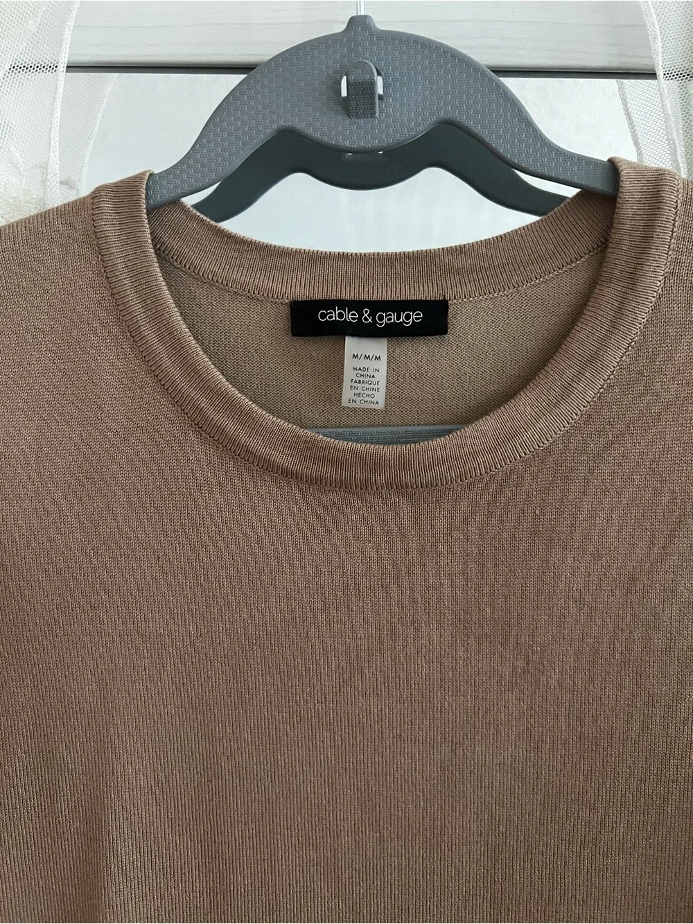 Cable & Gauge Short Sleeve Crewneck Sweater - Brown Taupe